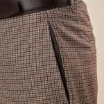 Pantalone da Uomo Tapered Fit Fantasia Quadrettino  Eleganza Casual con Tasche in Cucitura OE1F2W5P42 MORO OVER-D