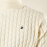 Maglia Uomo Invernale Dolcevita a Trecce. Eleganza e Comfort Termico. M431719 PANNA BEVERLY HILLS POLO CLUB