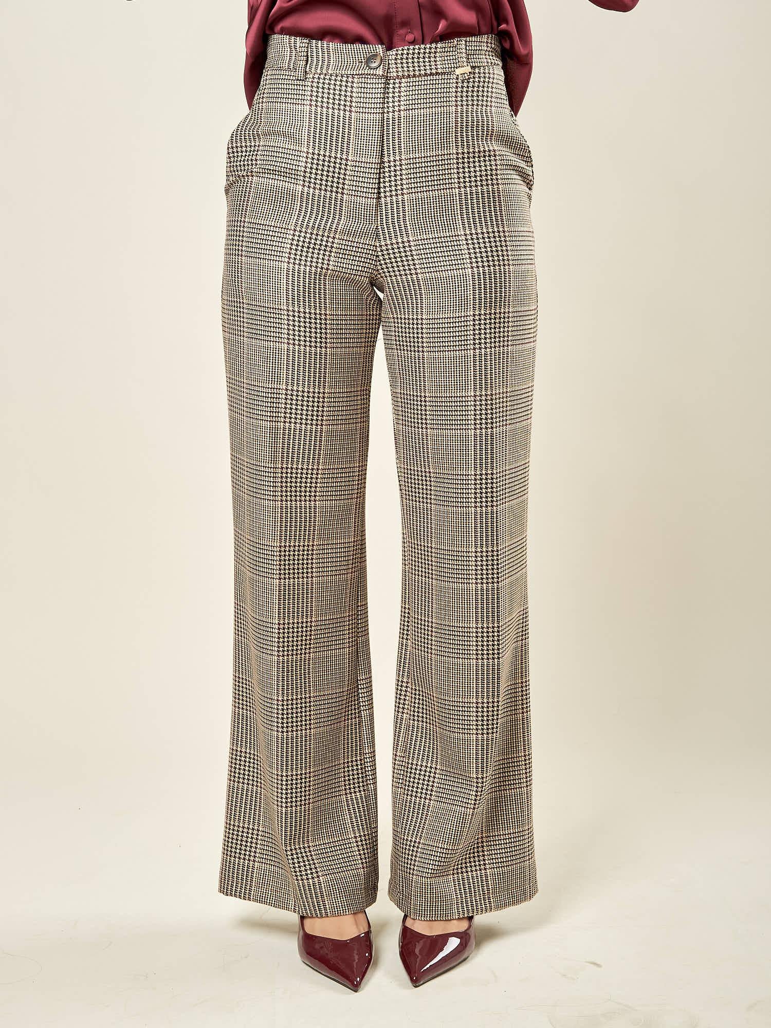 Pantalone donna a palazzo in principe di Galles. PA003460 MORO/AVORIO ARTIGLI