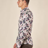 Camicia da uomo manica lunga in tessuto stretch fantasia. OE1F2W5C14 PANNA OVER-D