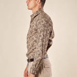 Camicia da Uomo Fantasia Jacquard  Manica Lunga con Collo Francese, Eleganza e Carattere. CI1286H FANGO HAMAKI-HO