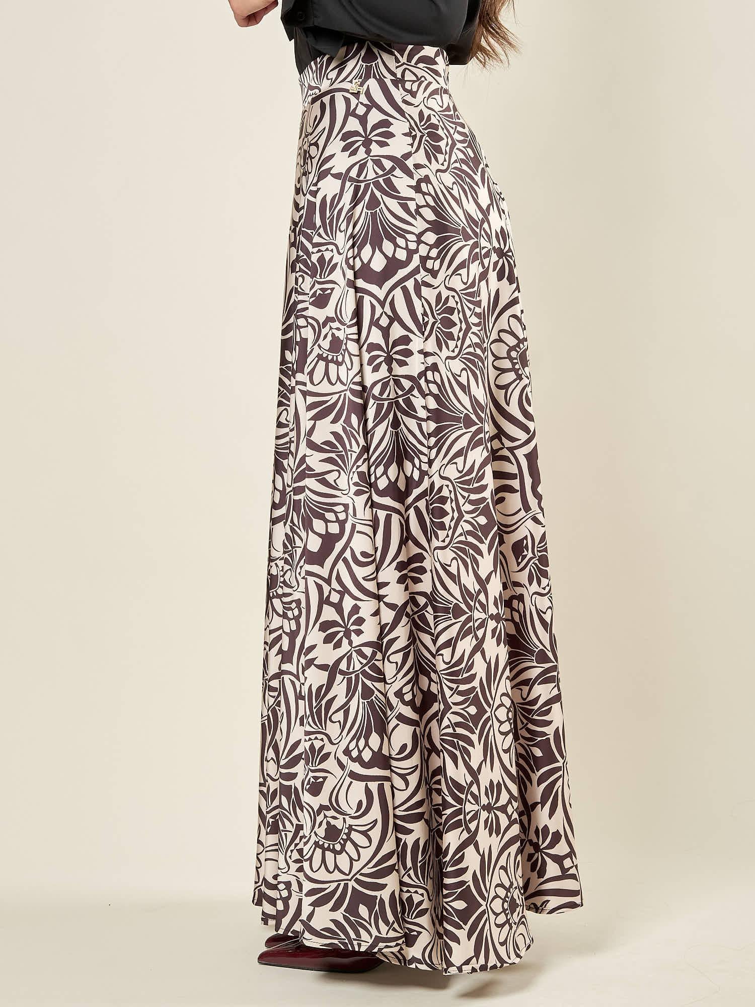 Gonna donna lunga in fantasia nero e avorio. GO003250 NERO/AVORIO ARTIGLI