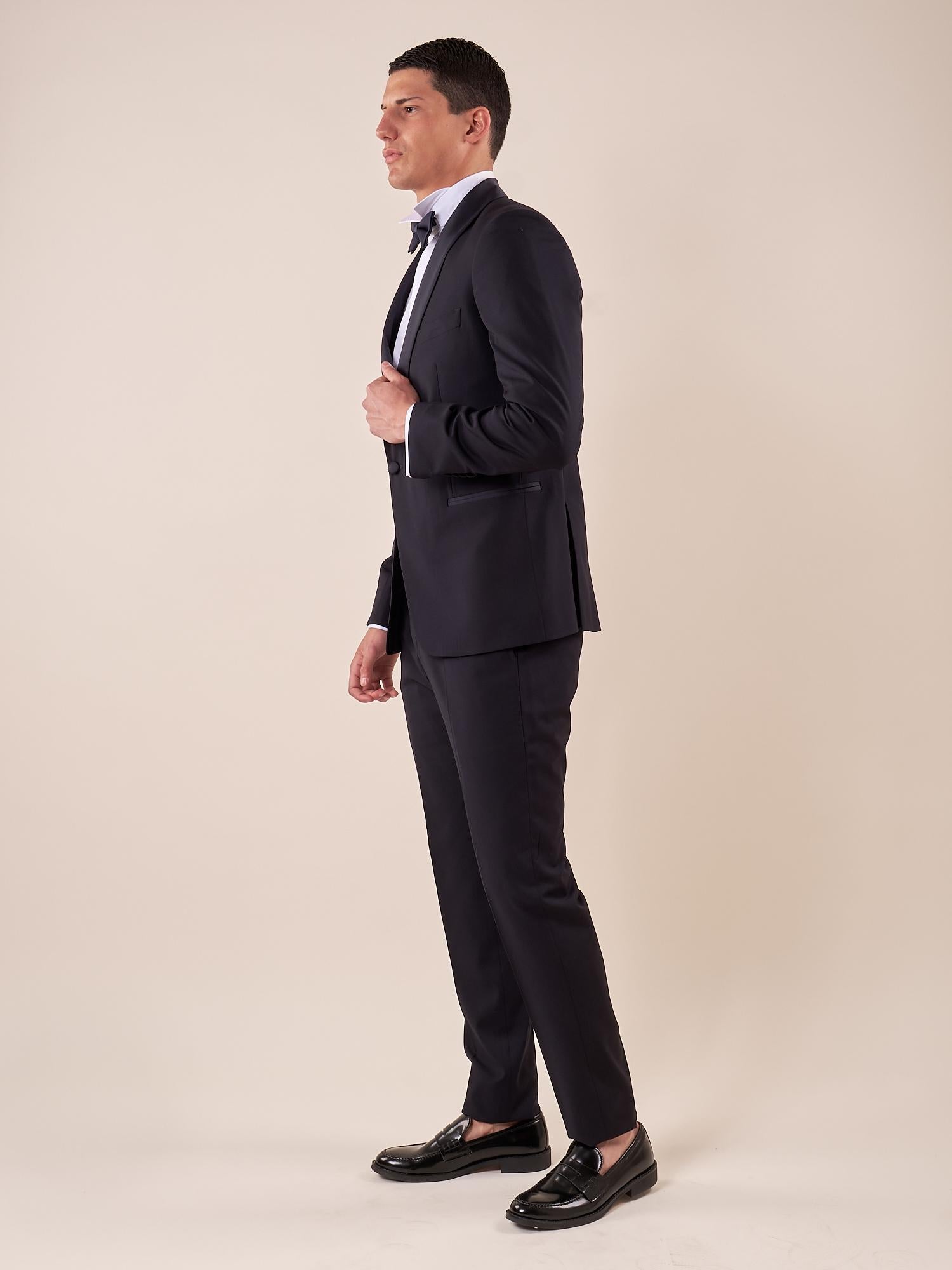 Abito smoking cerimonia elegante giacca monopetto uomo TM/NAPOLIPRS BLU ITALIAN FORMAT