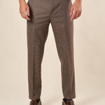 Pantalone da Uomo Tapered Fit Fantasia Quadrettino  Eleganza Casual con Tasche in Cucitura OE1F2W5P42 MORO OVER-D