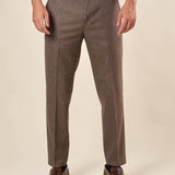 Pantalone da Uomo Tapered Fit Fantasia Quadrettino  Eleganza Casual con Tasche in Cucitura OE1F2W5P42 MORO OVER-D