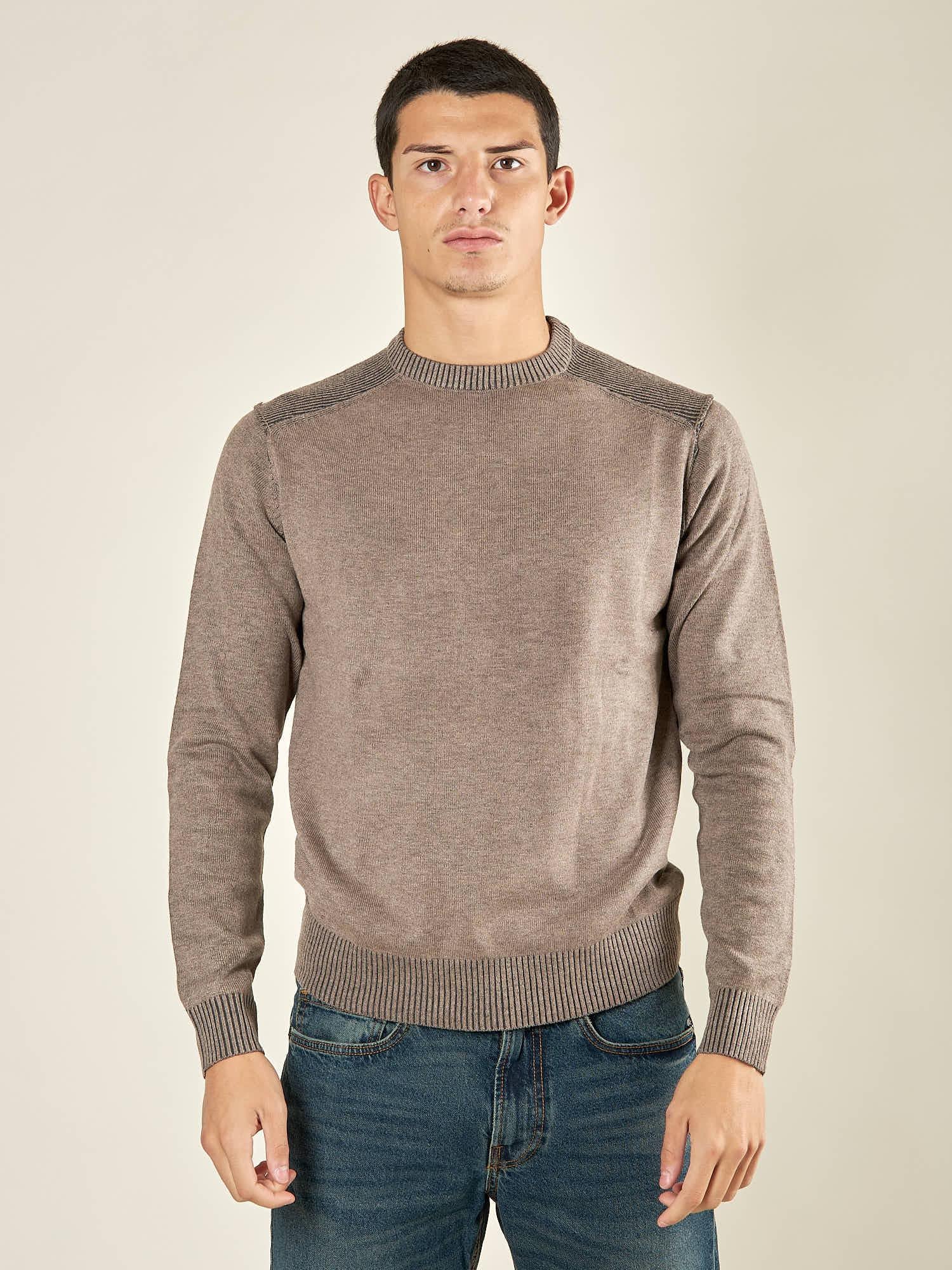 Maglia Uomo Invernale Manica Lunga in Poly Wool Finezza 12 con Costine Spalla. CON4130225 NOCE CONSENSO