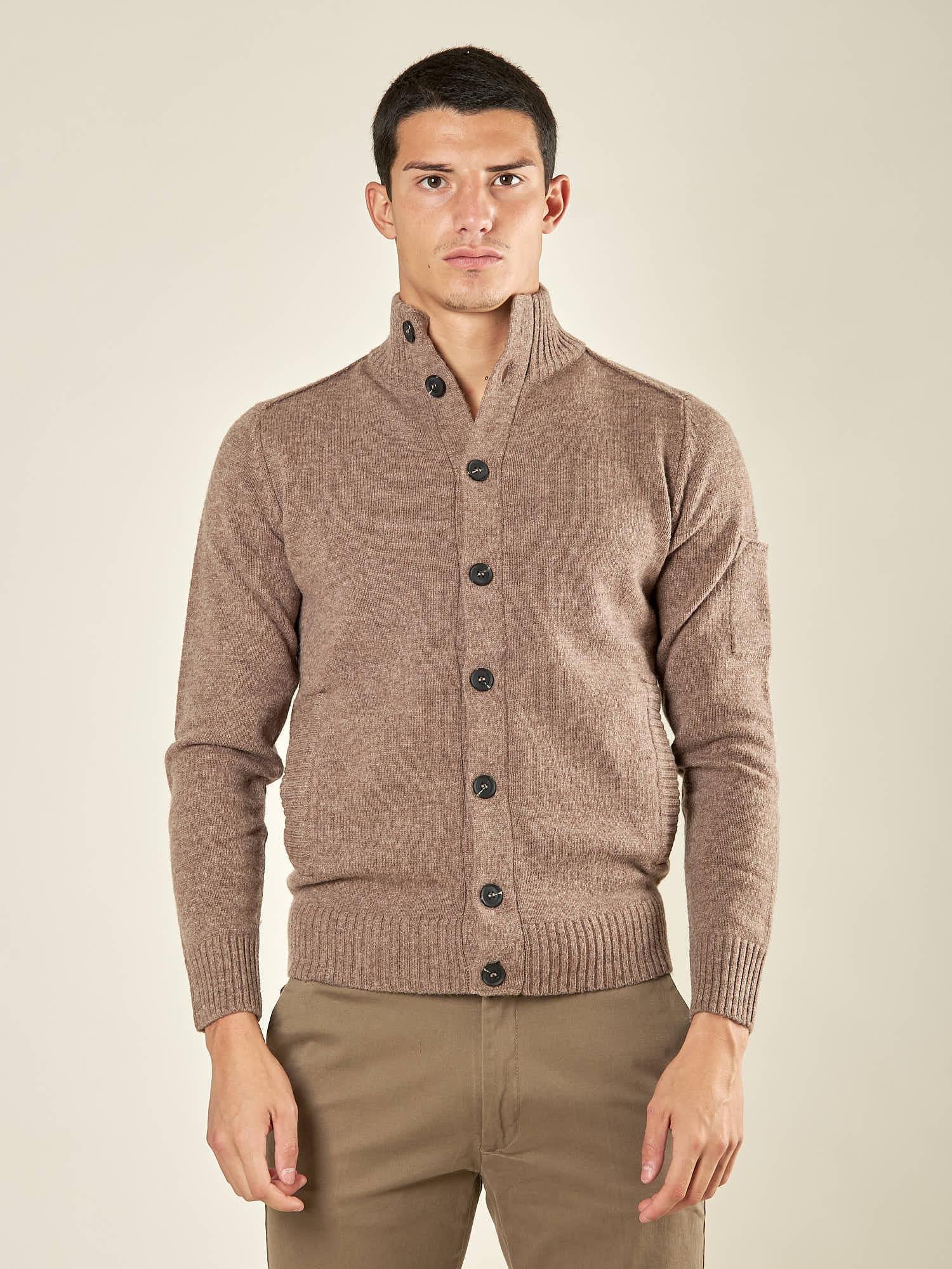 Maglia Giacca da Uomo con Collo Lupetto. Eleganza Casual in Misto Lana. CON4153225 TORTORA CONSENSO