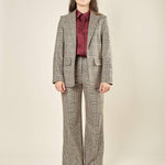 Giacca donna principe di Galles ad un bottone. GI003459 MORO/AVORIO ARTIGLI