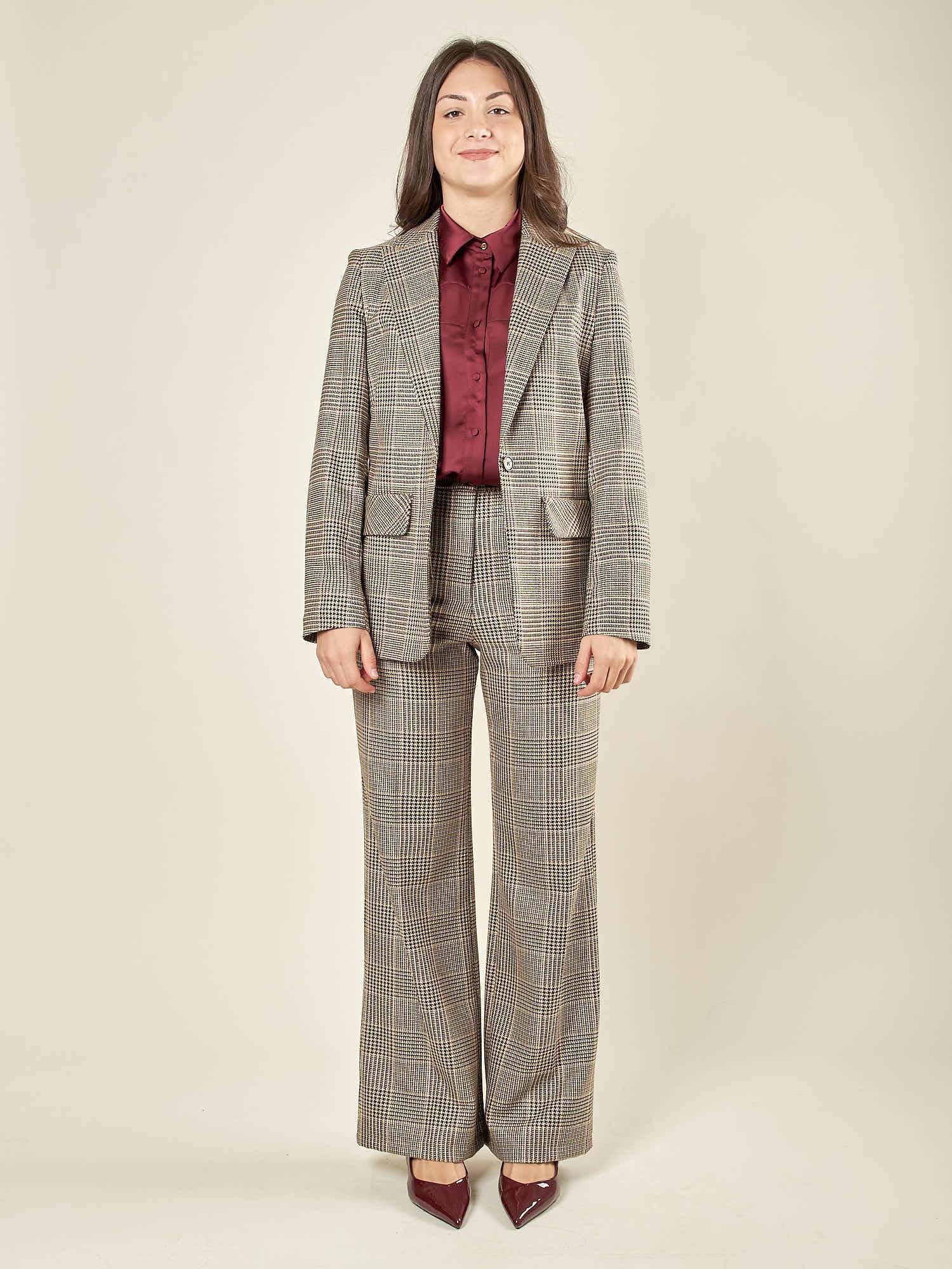 Giacca donna principe di Galles ad un bottone. GI003459 MORO/AVORIO ARTIGLI