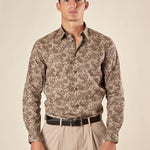 Camicia da Uomo Fantasia Jacquard  Manica Lunga con Collo Francese, Eleganza e Carattere. CI1286H FANGO HAMAKI-HO
