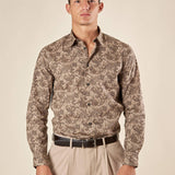 Camicia da Uomo Fantasia Jacquard  Manica Lunga con Collo Francese, Eleganza e Carattere. CI1286H FANGO HAMAKI-HO