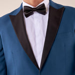 Abito classico cerimonia giacca rever a lancia in raso uomo. TM/NAPOLIPRL PETROLIO ITALIAN FORMAT