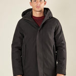 Giubbino Uomo Invernale Soft Shell con Cappuccio. Lunghezza Media. DM9623 NERO DATCH