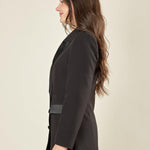 Giacca donna smoking doppio petto, con revers a lancia, tasche e bottoni in raso. GI003042 NERO ARTIGLI