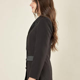 Giacca donna smoking doppio petto, con revers a lancia, tasche e bottoni in raso. GI003042 NERO ARTIGLI