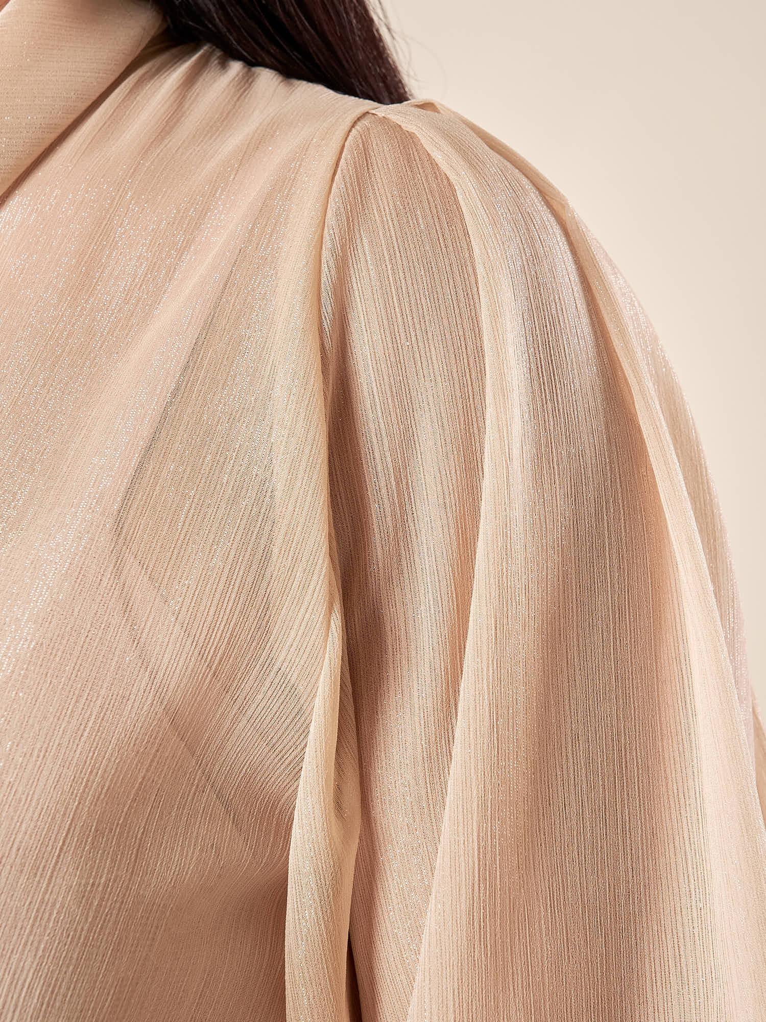 Camicia Donna in tessuto lurex effetto seta con sciarpina al collo. PB8809 BEIGE PATRIZIA BLASIO