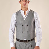 Gilet da Uomo Doppio Petto in Tessuto Gessato  Eleganza Sartoriale con Tasche a Frisi OE12W5I01 GRIGIO OVER-D