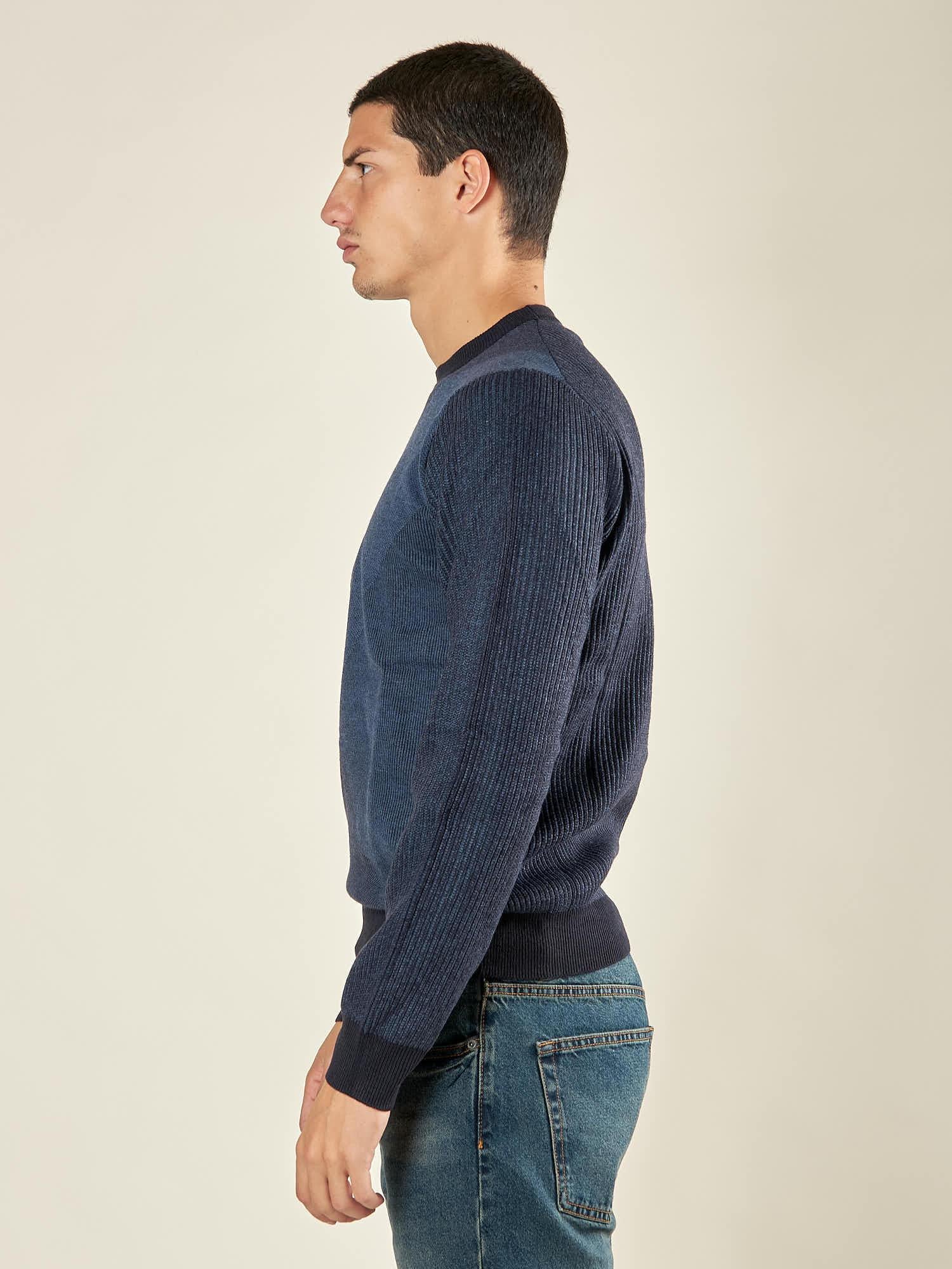 Maglia Uomo Invernale in Poly Wool Finezza 12 con Intarsi Rombi. CON4131225 NAVY CONSENSO