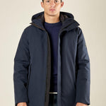 Giubbino Uomo Invernale Soft Shell con Cappuccio. Lunghezza Media. DM9623 BLU DATCH