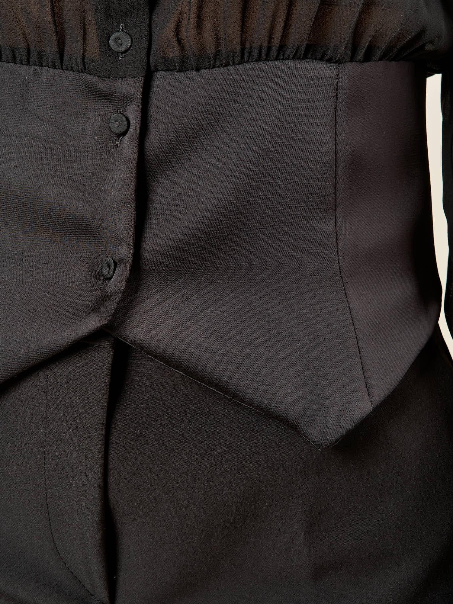 Camicia donna in voile con baschina in raso. CA003231 NERO ARTIGLI