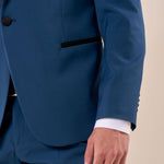 Abito classico cerimonia giacca rever a lancia in raso uomo. TM/NAPOLIPRL PETROLIO ITALIAN FORMAT