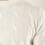 Maglia Uomo in Misto Cashmere a Trecce. Eleganza e Comfort per Ogni Occasione. CON4209225 ECRU CONSENSO