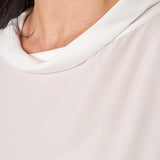 Blusa Donna Curvy Manica Lunga con Scollo a Barca e Risvolto  Vestibilità Svasata ed Elastico sui Polsi. F551YBFKIKI PANNA Lizalù