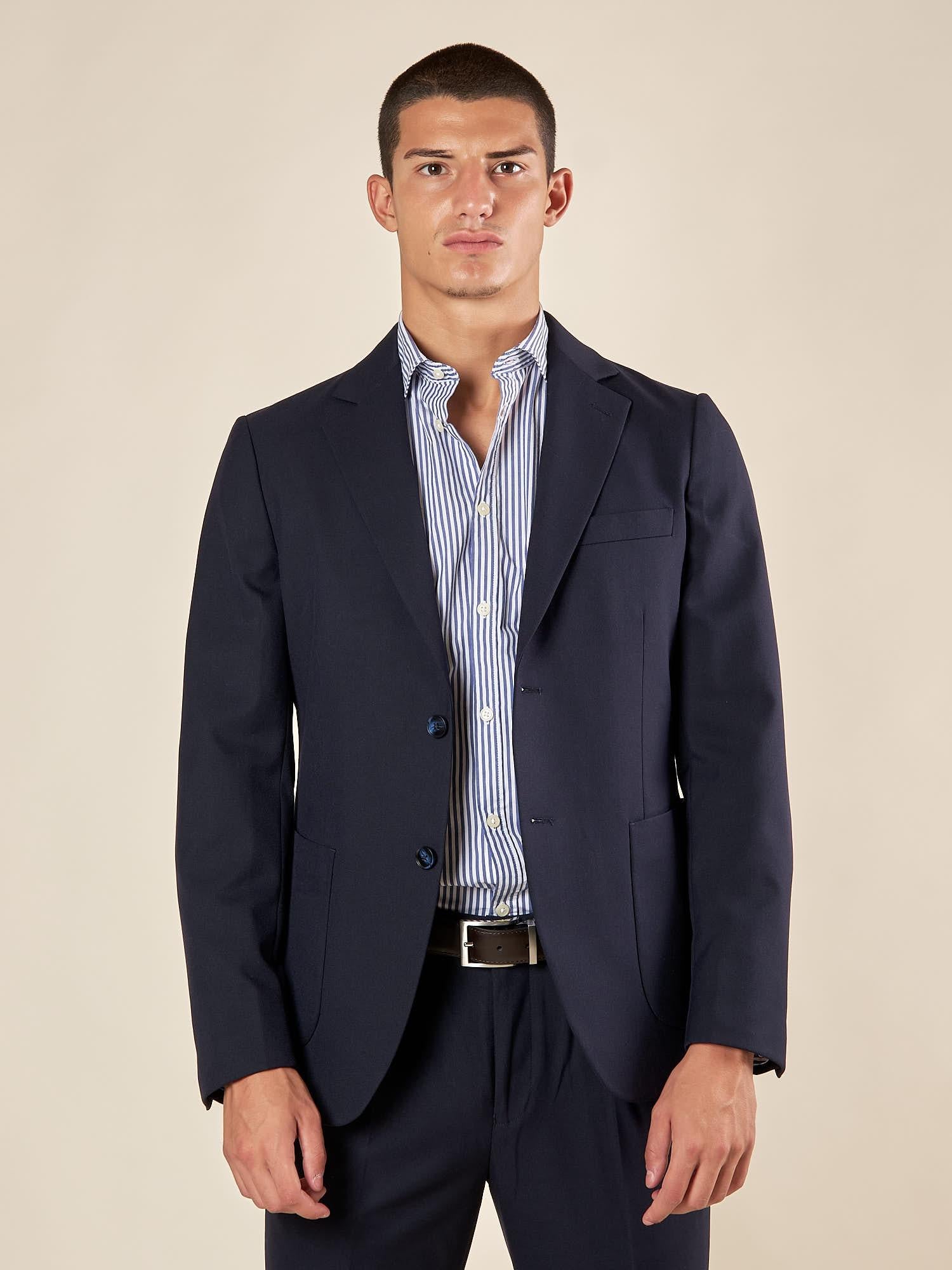 Giacca da Uomo Due Bottoni con Tasche a Toppa Eleganza Casual e Stile Sartoriale. GAI1622H BLU HAMAKI-HO