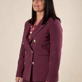 Giacca Donna Curvy doppiopetto in tessuto tecnico foderato con bottoni oro. F299YBFALICE BURGUNDY Lizalù
