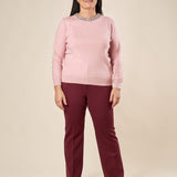 Pantalone Donna Curvy in Punto Milano  Modello Zampetta alla Caviglia con Tasca America. F646YBFFABIA AMARONE Lizalù