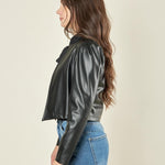 Giacca donna corta in ecopelle. GI003626 NERO ARTIGLI