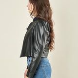 Giacca donna corta in ecopelle. GI003626 NERO ARTIGLI