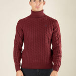 Maglia Uomo Invernale Dolcevita a Trecce. Eleganza e Comfort Termico. M431719 BORDEAUX BEVERLY HILLS POLO CLUB