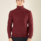 Maglia Uomo Invernale Dolcevita a Trecce. Eleganza e Comfort Termico. M431719 BORDEAUX BEVERLY HILLS POLO CLUB