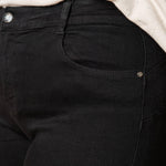 Pantalone Donna Curvy in Cotone Jeansato a Zampa con Effetto Push-Up e Cinque Tasche. F883YBFLZ1030 NERO Lizalù