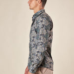 Camicia Uomo Stretch Manica Lunga fantasia floreale con collo francese. OE1F2E5C12 MILITARE OVER-D