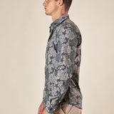 Camicia Uomo Stretch Manica Lunga fantasia floreale con collo francese. OE1F2E5C12 MILITARE OVER-D