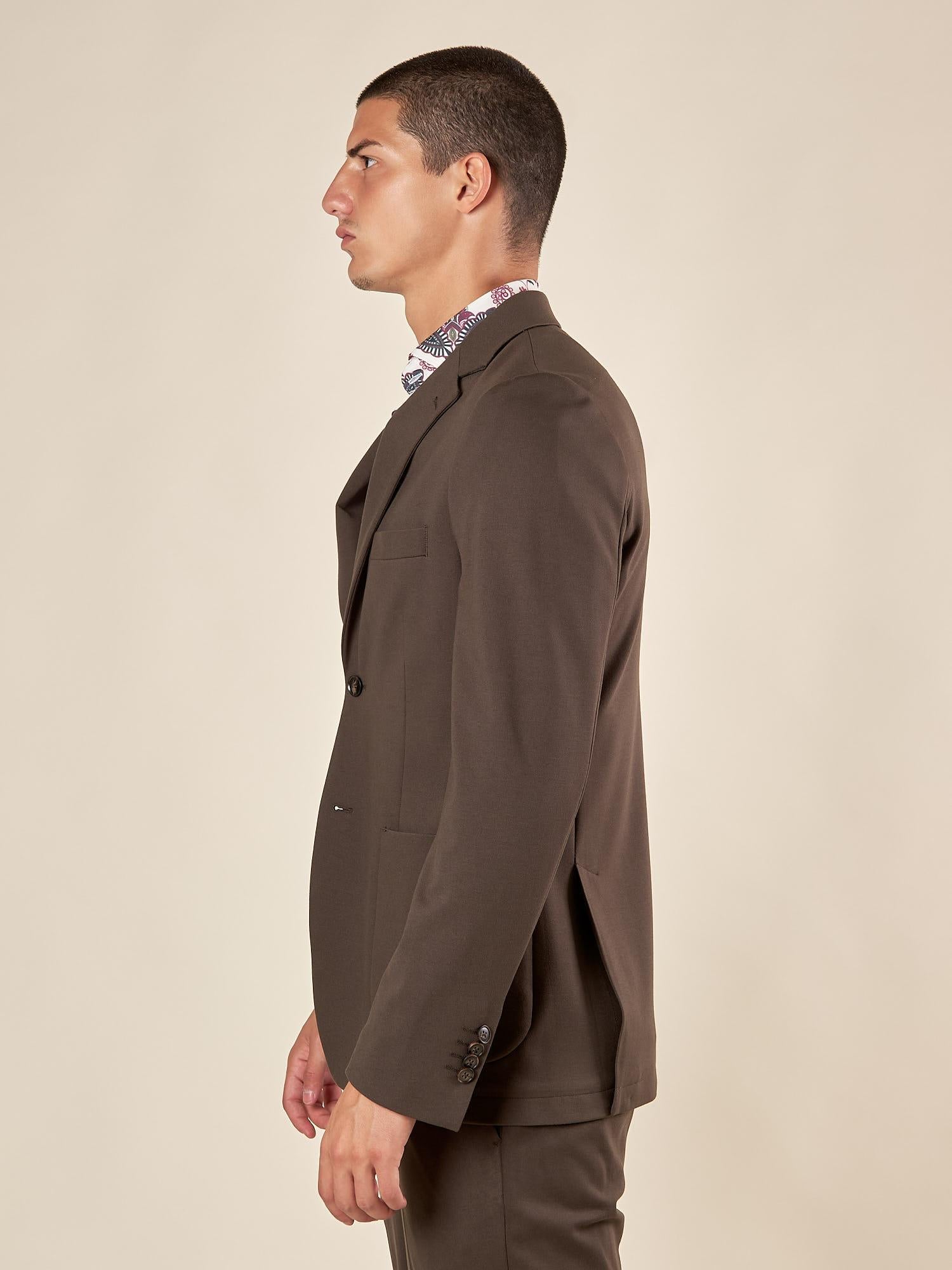 Giacca da Uomo in Tessuto Punto Milano Comfort Elegante con Tasche a Toppa. GAI1621H VERDE HAMAKI-HO