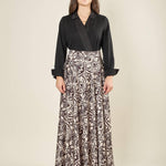 Gonna donna lunga in fantasia nero e avorio. GO003250 NERO/AVORIO ARTIGLI