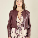 Giacca donna corta in ecopelle. GI003626 BORDEAUX ARTIGLI