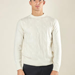Maglia Uomo in Misto Cashmere a Trecce. Eleganza e Comfort per Ogni Occasione. CON4209225 ECRU CONSENSO