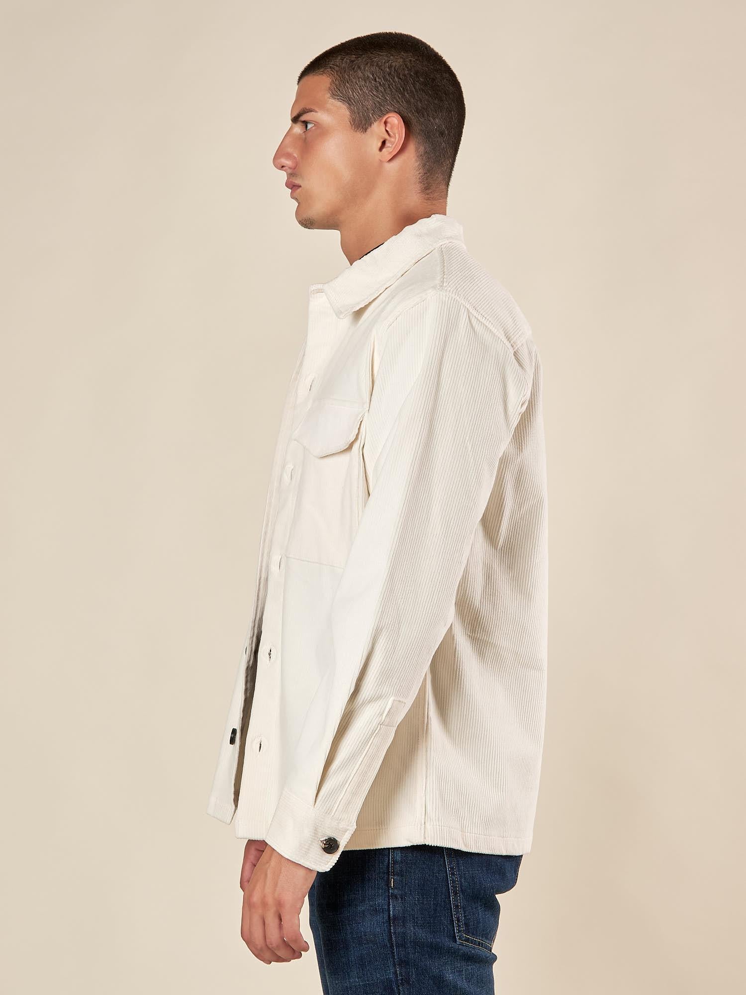 Giubbino Uomo Over Shirt Worker in Velluto. GBI1630H OFF WHITE HAMAKI-HO