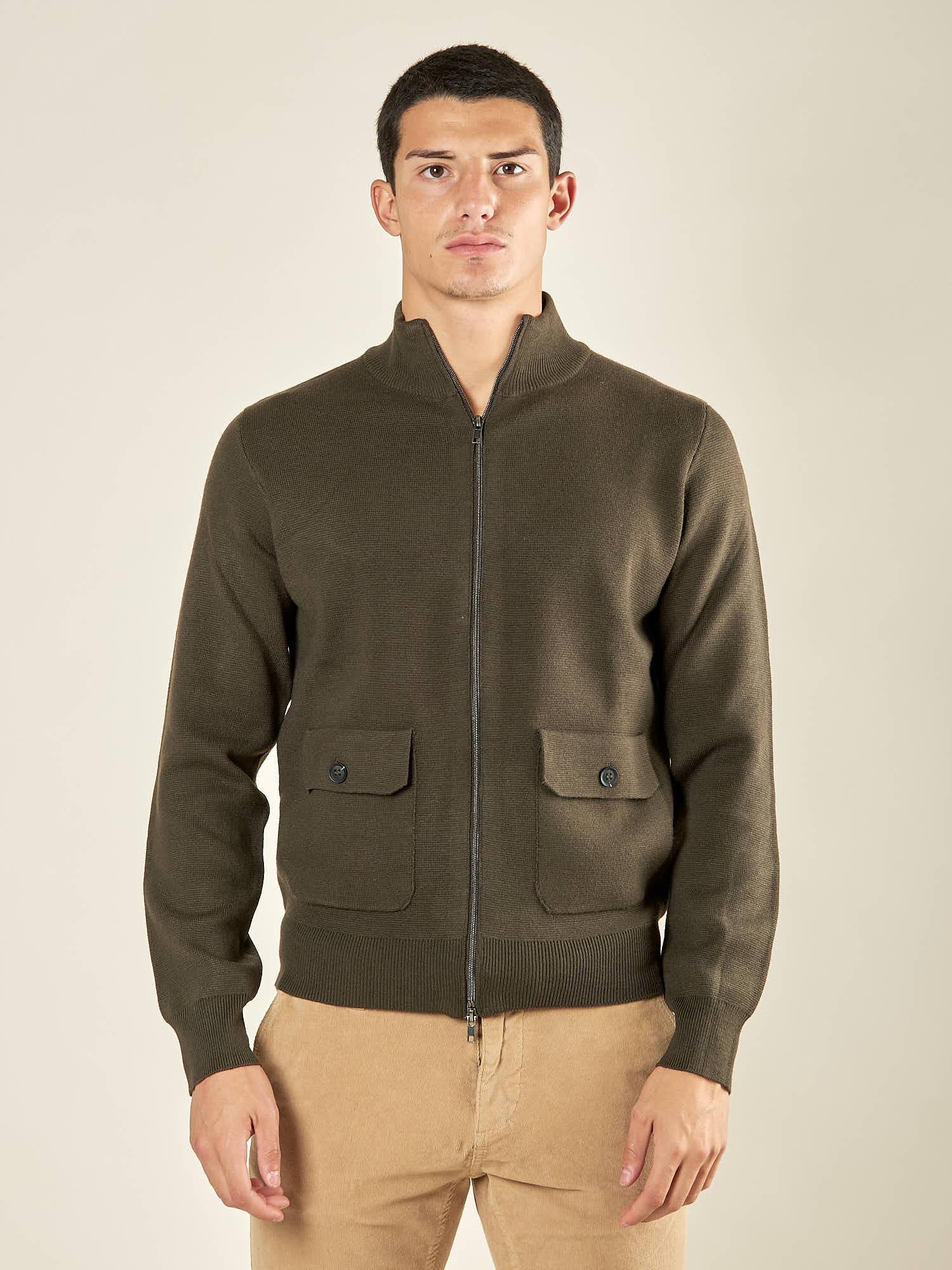 Maglia da Uomo Invernale in Misto Lana con Zip e Tasche con Pattine. Calda, Elegante e Funzionale. CON4061225 FOREST CONSENSO
