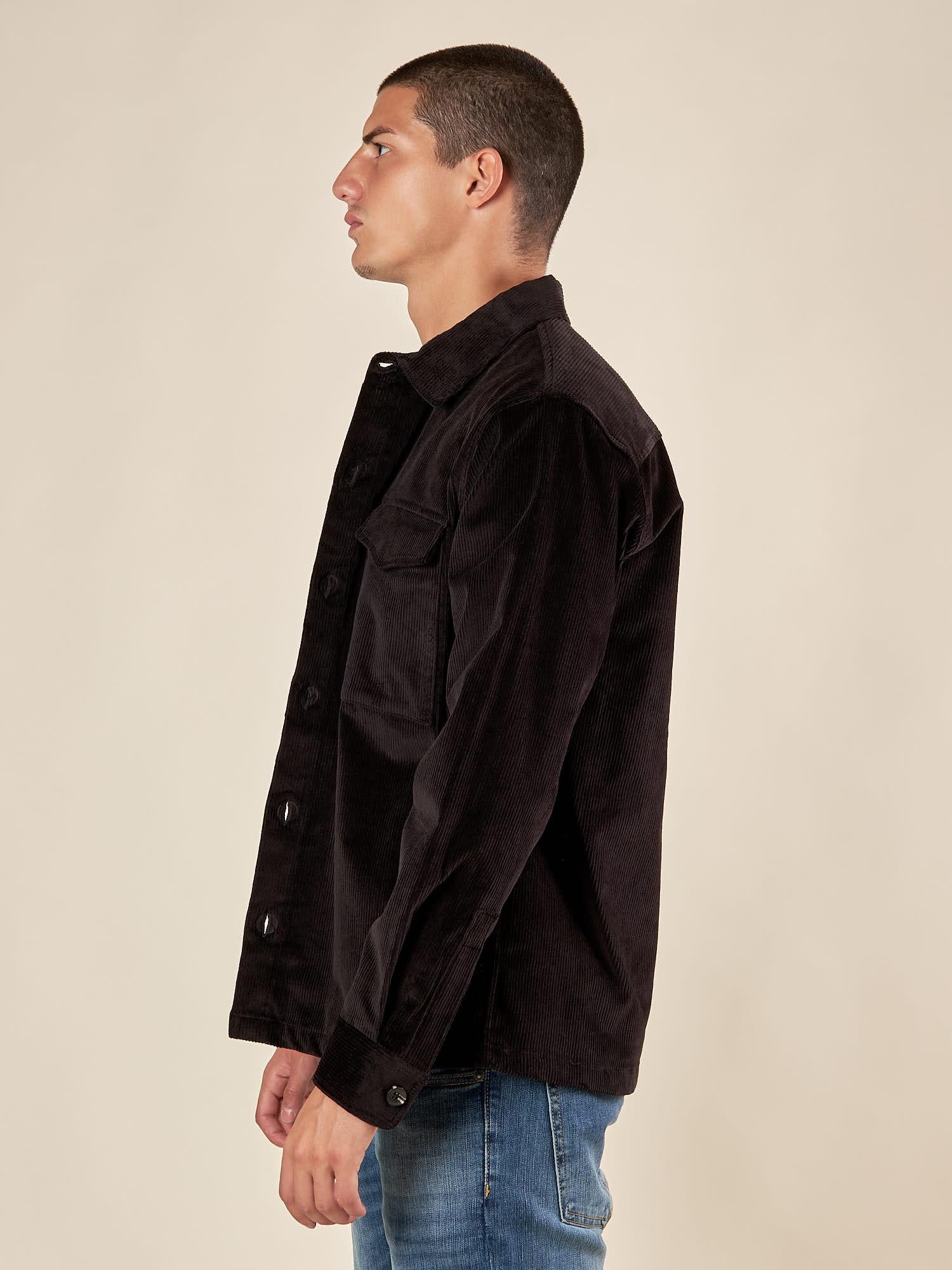 Giubbino Uomo Over Shirt Worker in Velluto. GBI1630H NERO HAMAKI-HO