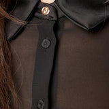 Camicia donna in voile con baschina in raso. CA003231 NERO ARTIGLI