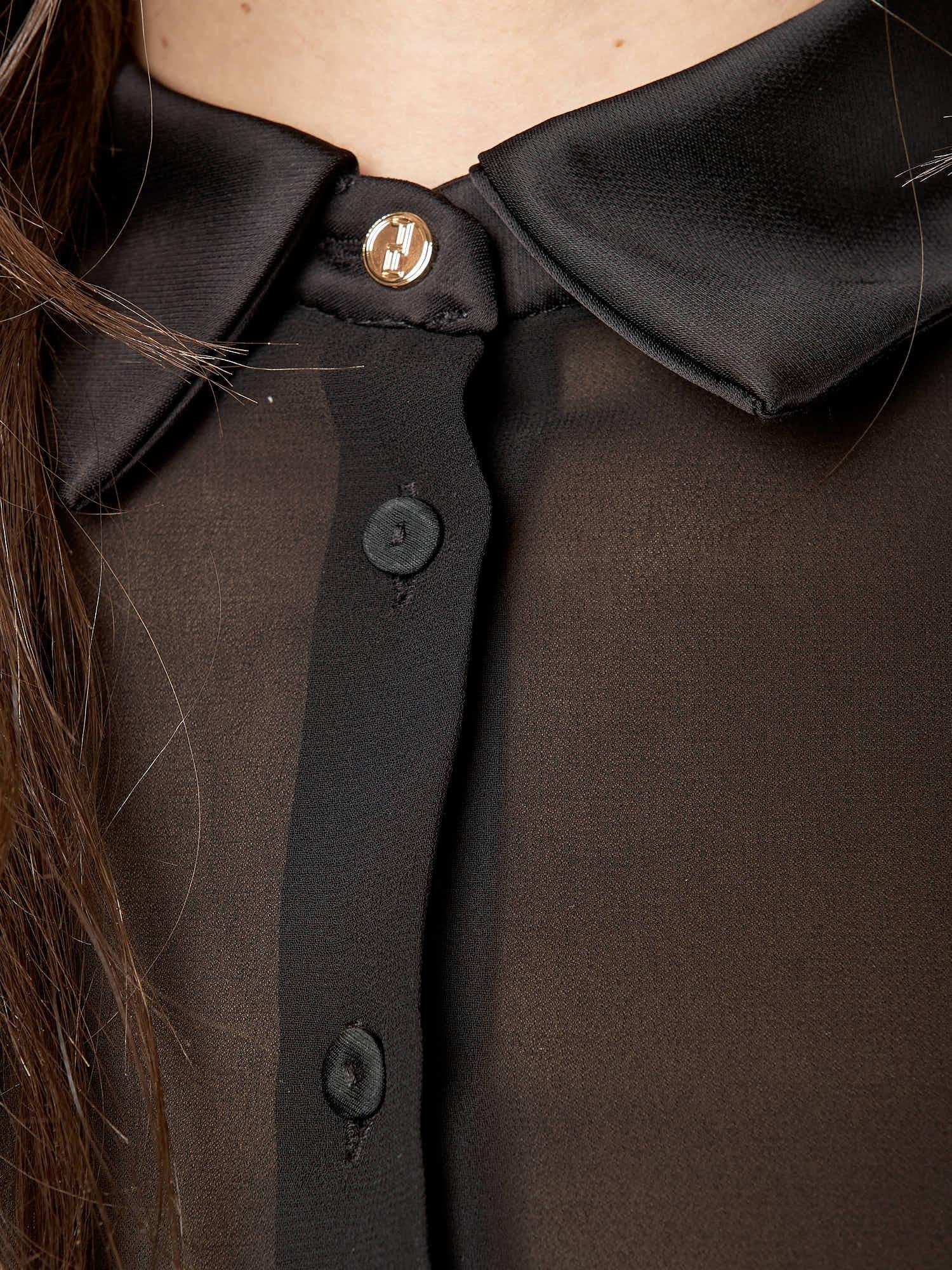 Camicia donna in voile con baschina in raso. CA003231 NERO ARTIGLI