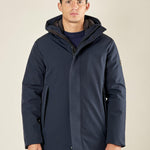 Giubbino Uomo Invernale Soft Shell con Cappuccio. Lunghezza Media. DM9623 BLU DATCH