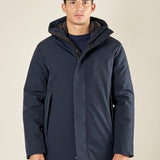 Giubbino Uomo Invernale Soft Shell con Cappuccio. Lunghezza Media. DM9623 BLU DATCH