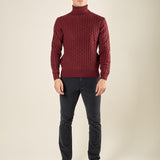 Maglia Uomo Invernale Dolcevita a Trecce. Eleganza e Comfort Termico. M431719 BORDEAUX BEVERLY HILLS POLO CLUB