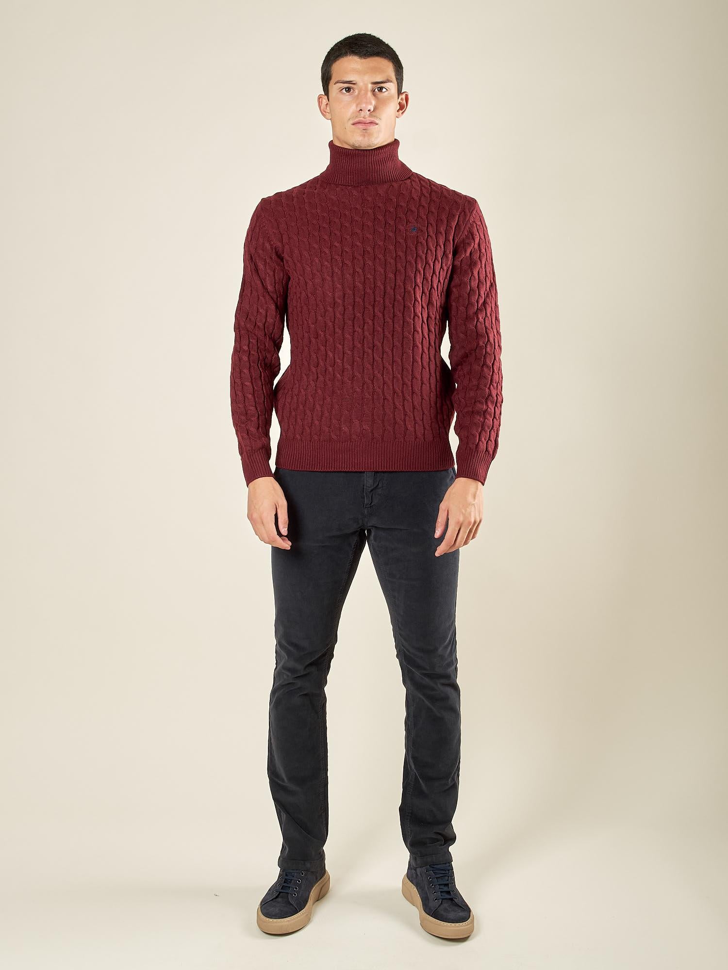 Maglia Uomo Invernale Dolcevita a Trecce. Eleganza e Comfort Termico. M431719 BORDEAUX BEVERLY HILLS POLO CLUB